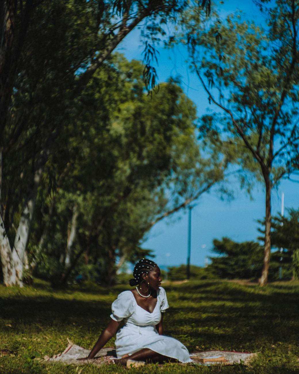serene picnic under lush green trees